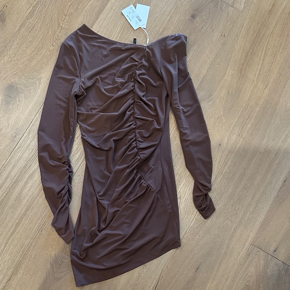 Helmut Lang Asymmetrical Brown Dress